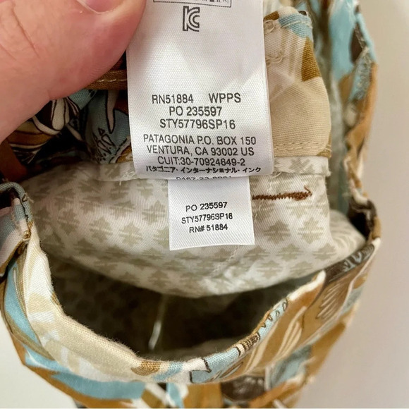 Patagonia Women's Tropical Print Shorts - Brown, Blue, Cream - Picture 7 of 7